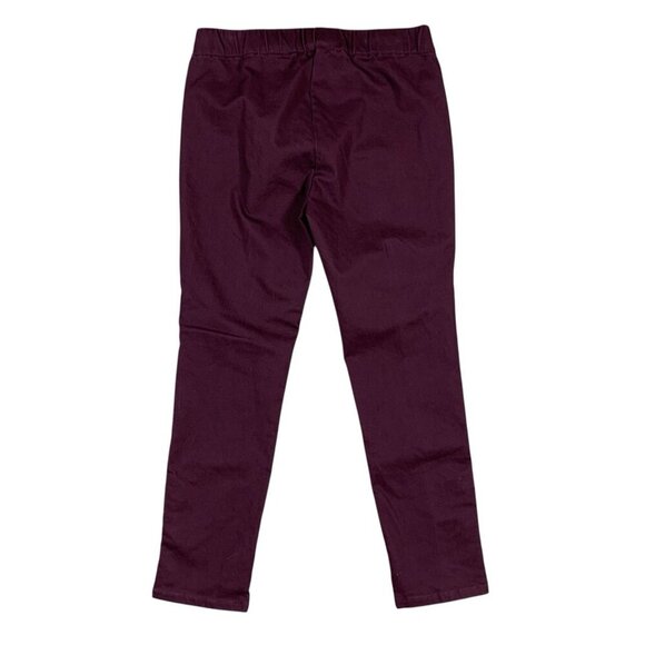 Soft Surroundings Pull On Ankle Pants PM Burgundy Stretch Slim Fit Buttons - Picture 4 of 6
